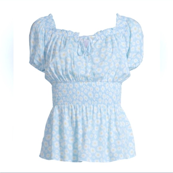 3/$25 No Boundaries Short Sleeve Peasant Pullover Floral Print Top (Juniors) - Picture 1 of 12